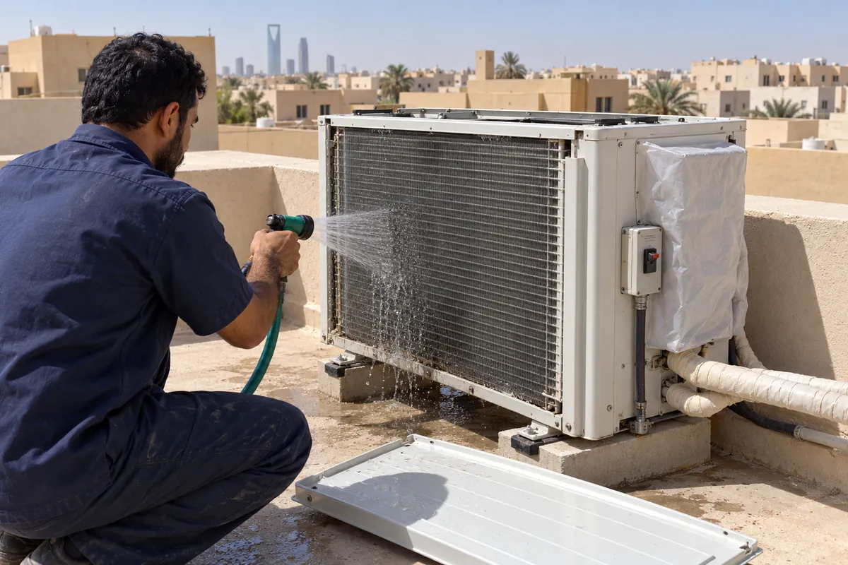 صيانة مكيفات بالرياض دورية للوحدة الخارجية قبل الصيف